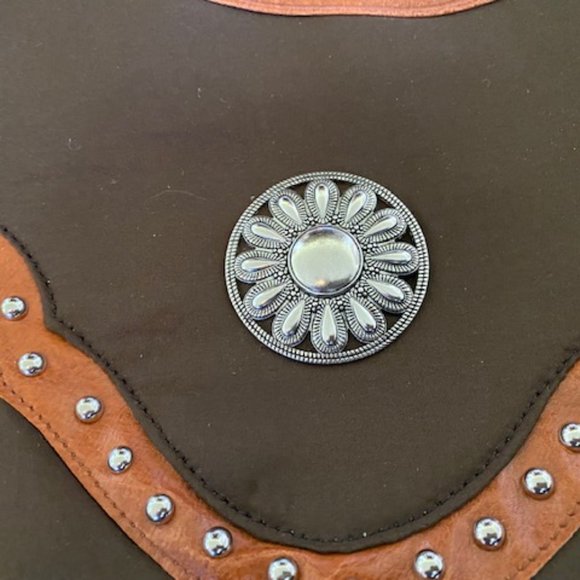 NWT * Canyon Sky SOUTHWEST Brown SHOULDER BAG Concho + Tigers Eye PEARL Necklace - Picture 5 of 10